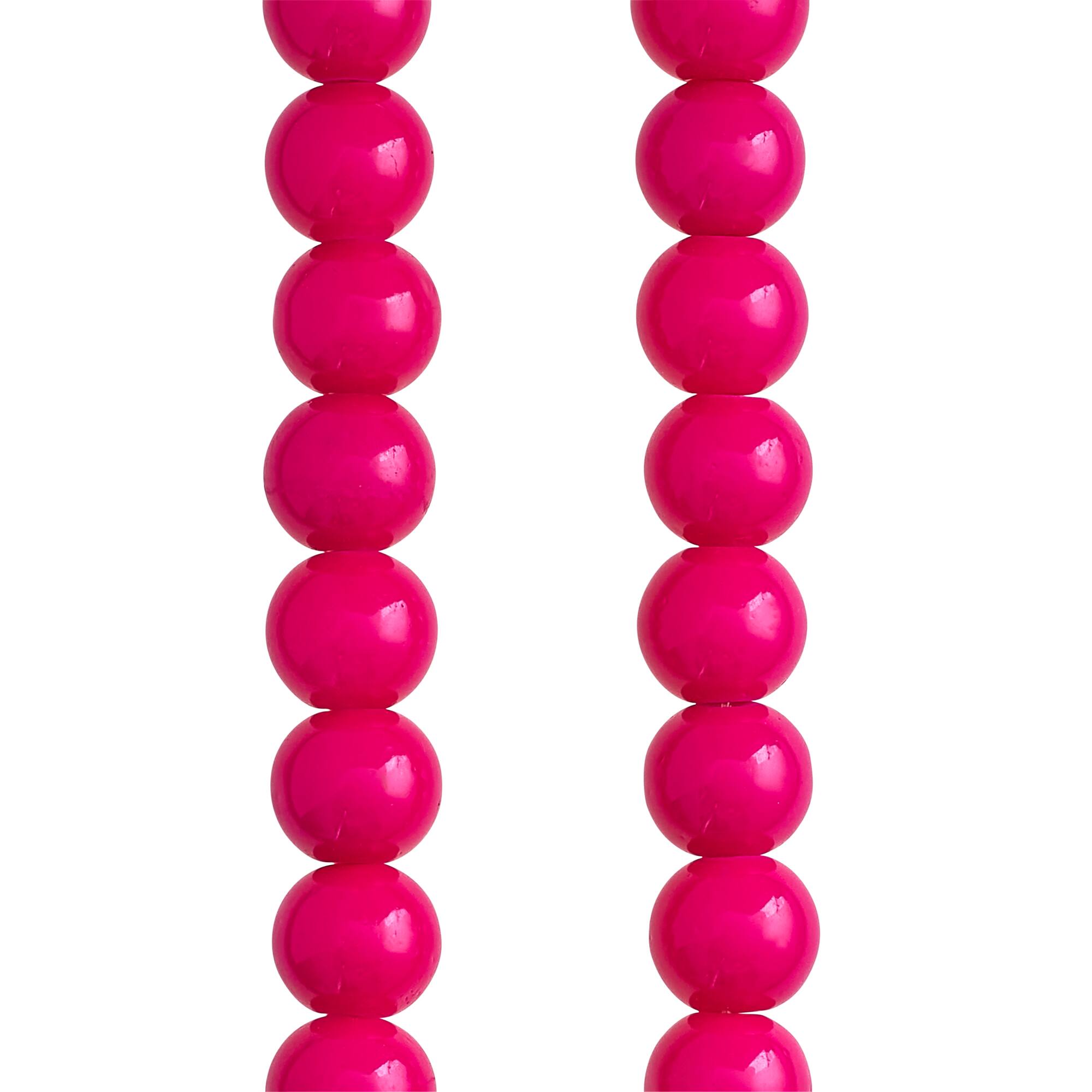Fuchsia Opaque Glass Round Beads, 8mm by Bead Landing™